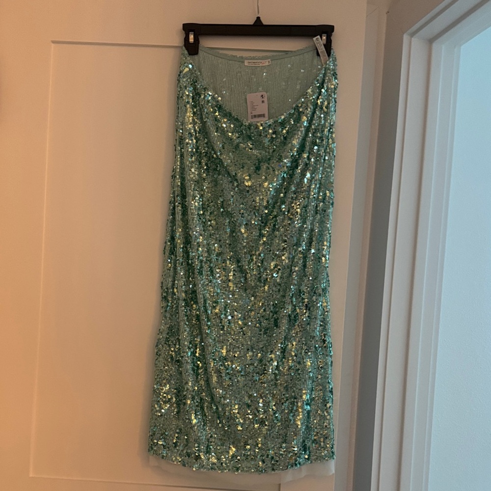 Free People Sequin Turquoise Skirt